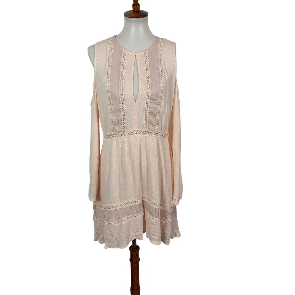 Lovefire Pink Cold Shoulder Long Sleeve Dress XL Boho Feminine Flowy